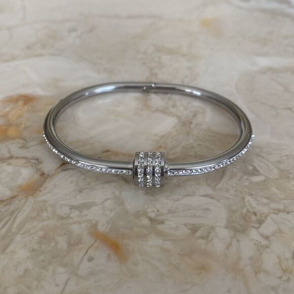 NWOT Stainless Steel & Crystal Rhinestones
Modern Minimalist Bracelet - Picture 9 of 11